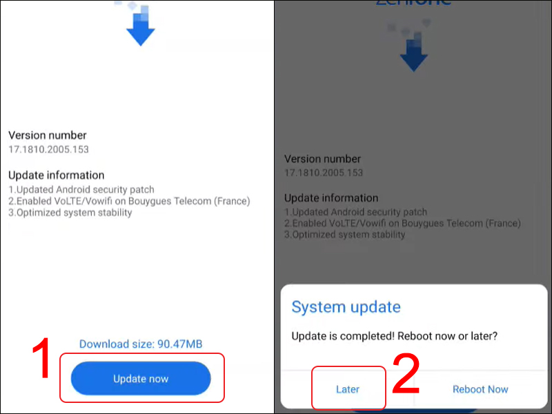 Tải bản cập nhật và cài đặt vào máy